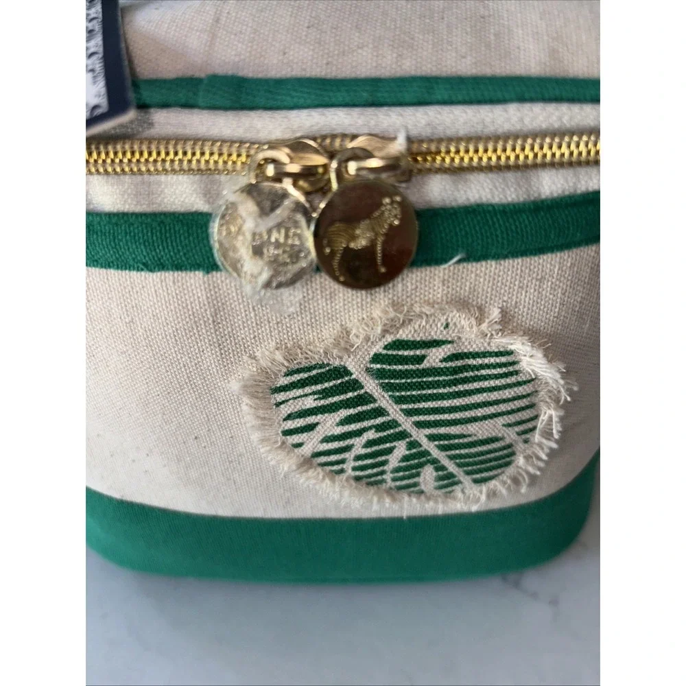 Dabney Lee Green and Cream Canvas Makeup Bag